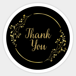 Thank You with Flower - Black Sticker